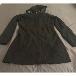 REI Black Fitted Hooded Women’s Mid-length jacket XS